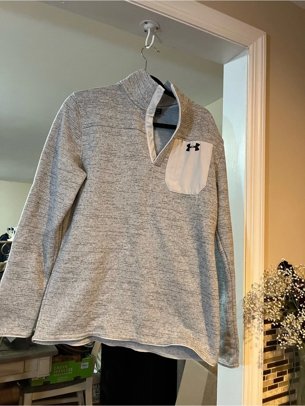 Under Armour Men's Light Gray Heather Quarter-Zip Sweater with Chest Pocket